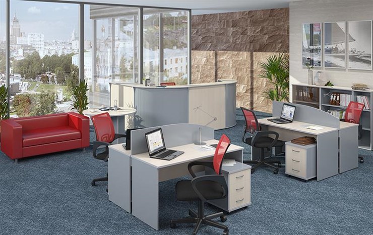 Офисный набор мебели IMAGO четыре рабочих места, стол для переговоров в Элисте - изображение 1